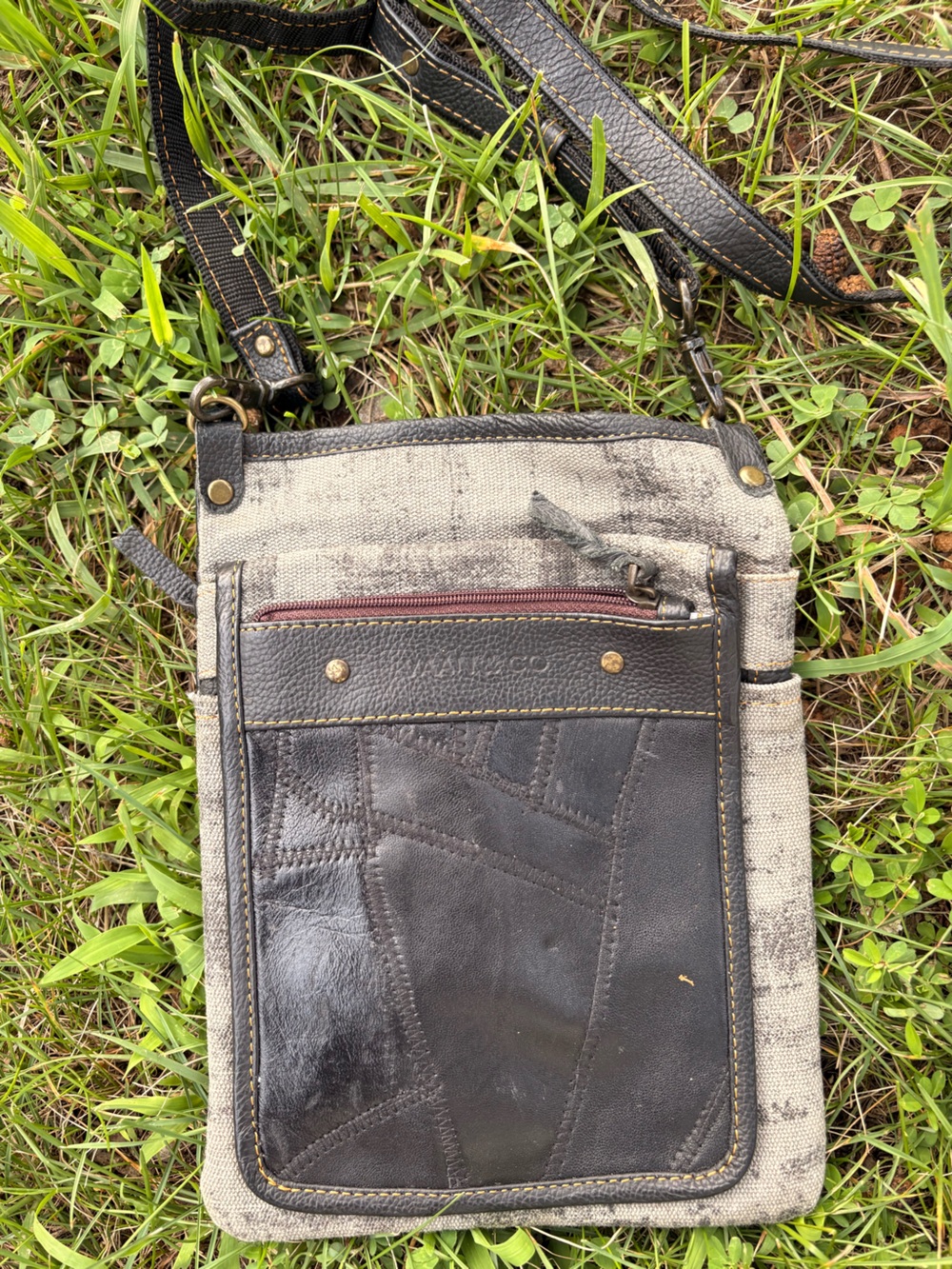Cocoa & co. Leather and canvas crossbody boho bag